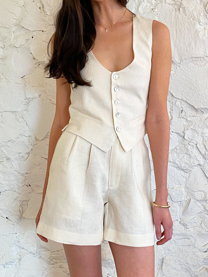 NTG Fad SUIT The Shorts - Ivory Linen-(Hand Make)