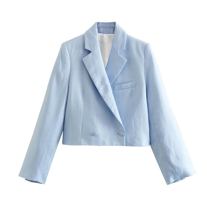 NTG Fad SUIT top / blue / XS Casual Blazer + Linen Culottes Set