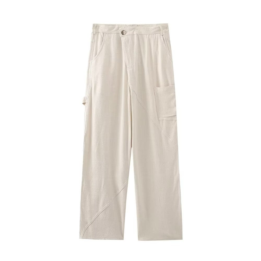 NTG Fad SUIT Trousers / M Linen Bomber Pocket Jacket + Asymmetric Waist Lounge Pants Set