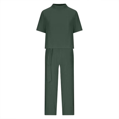 NTG Fad SUIT Two-piece short-sleeved crew neck trousers set