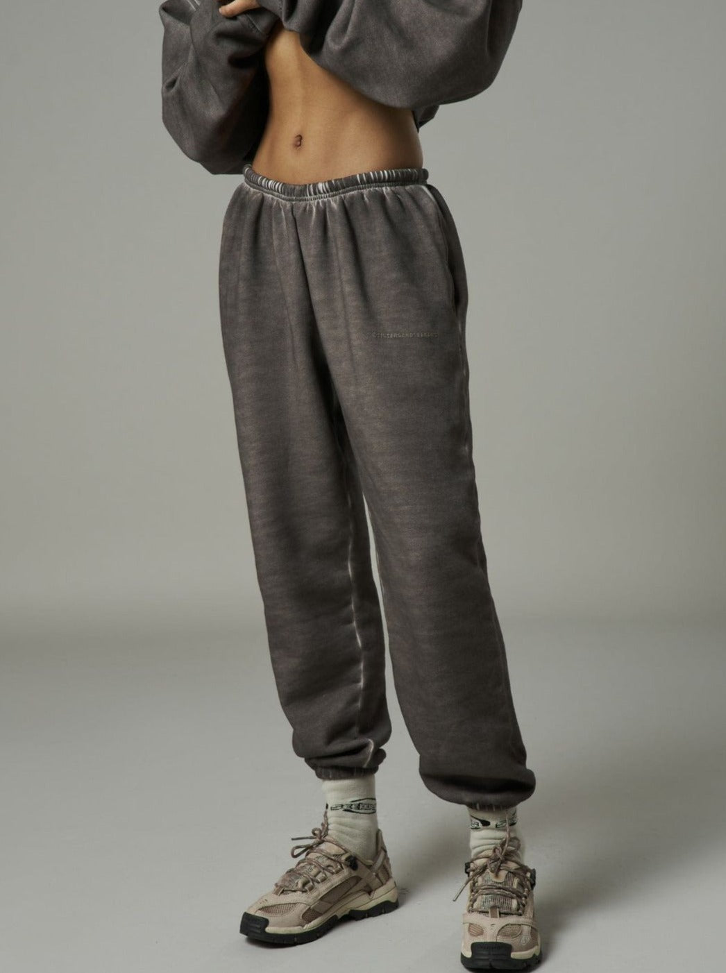 NTG Fad SUIT Vintage Washed Half-Zip Long-Sleeved Pullover Sweatpants Set