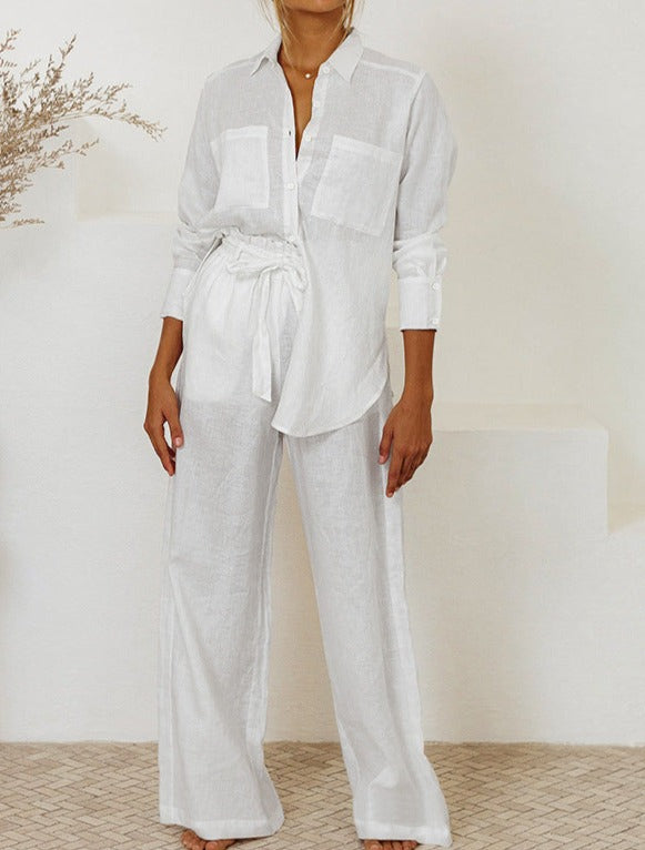 NTG Fad SUIT white / S long sleeve trousers two piece set