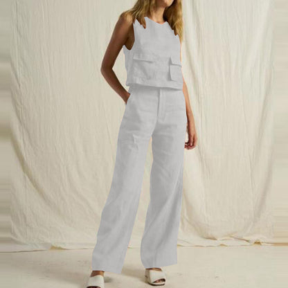 NTG Fad SUIT white / S Sleeveless pocket trousers casual suit
