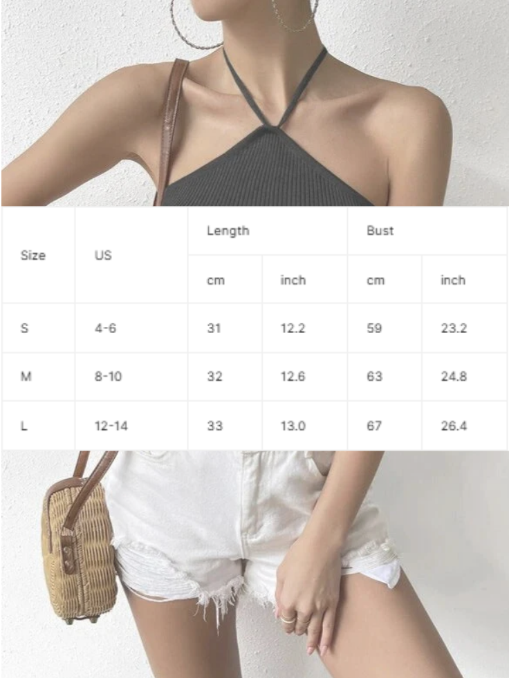 NTG Fad sweater Cropped Halter Neck Tie-Back Knit Tank Top