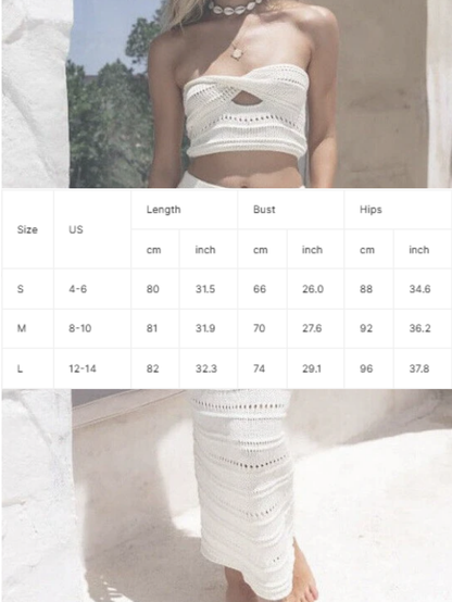 NTG Fad sweater Hollow Tube Top Hip Skirt Two-piece Set