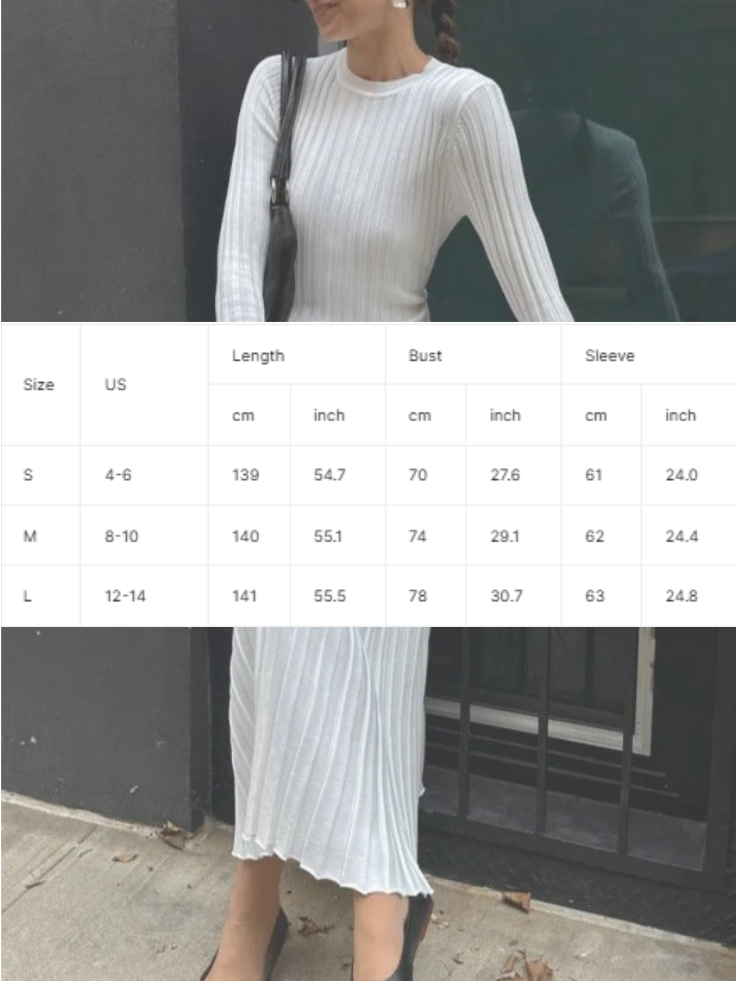 NTG Fad sweater Knitted Round Neck Ribbed Flared Sleeves Lace-up Long Skirt