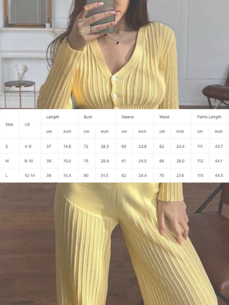 NTG Fad sweater See-through Casual Hollow High Waist Trousers Suit