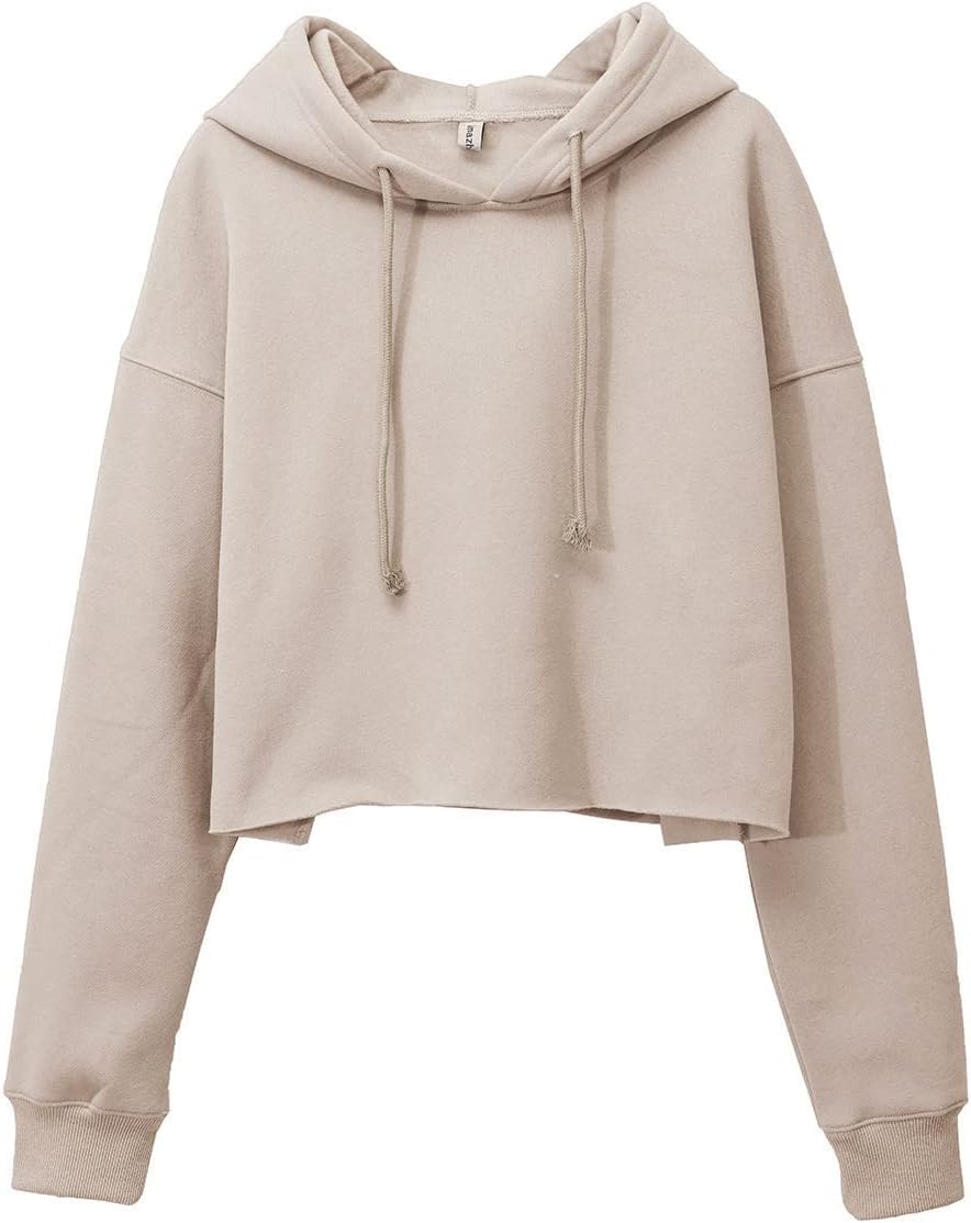 NTG Fad Tan / XX-Large Women's Cropped Hoodies Fleece Crop Top Sweatshirt