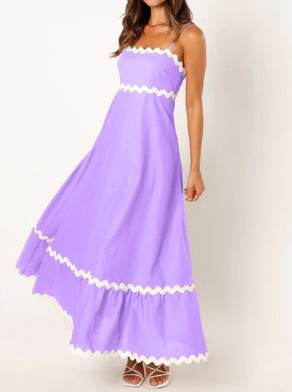 NTG Fad Taro Purple / S Solid color lace splicing suspender strapless full skirt dress