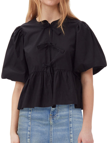 NTG Fad TOP Black / S Loose casual tie cardigan top