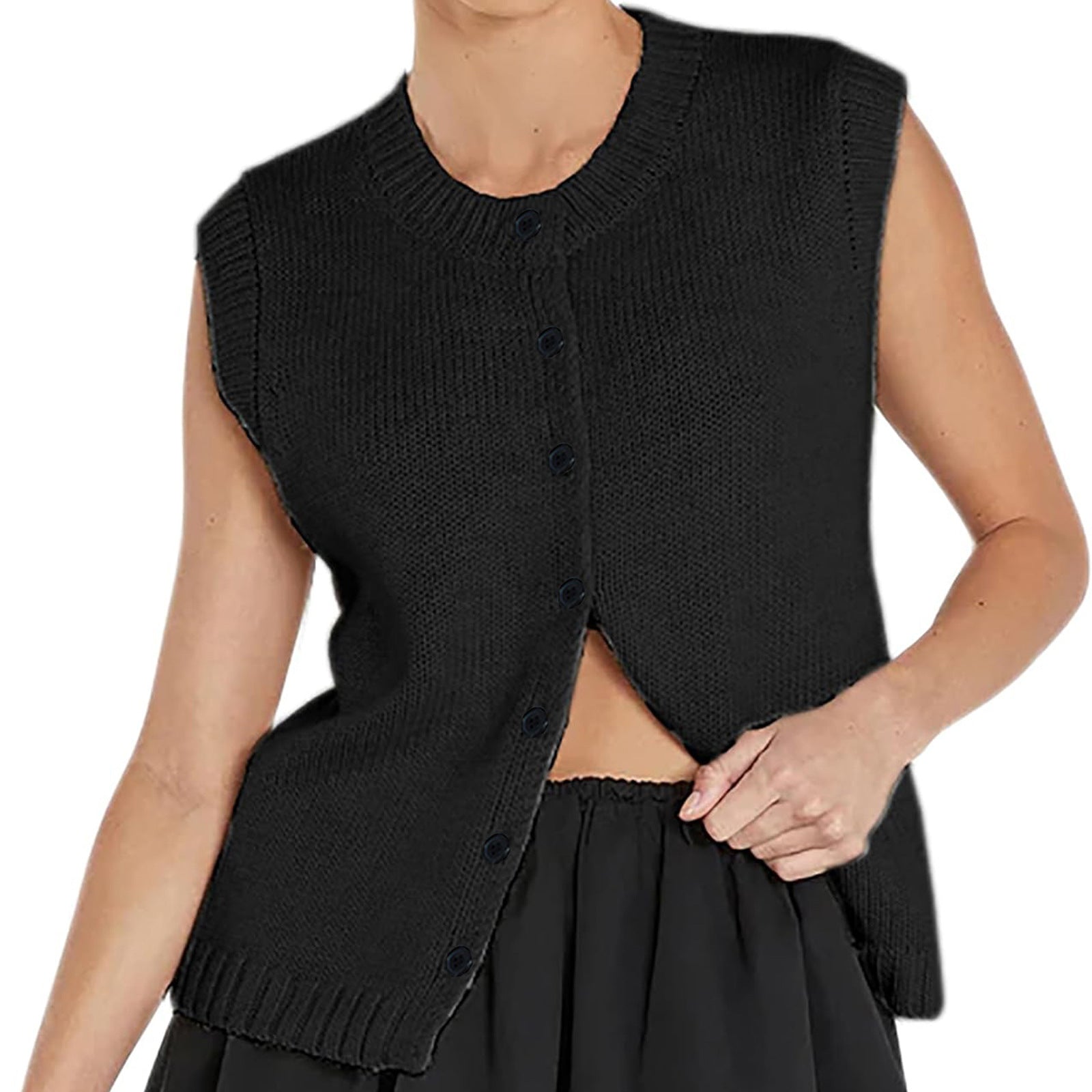 NTG Fad TOP Casual all-match single-breasted cardigan sweater vest