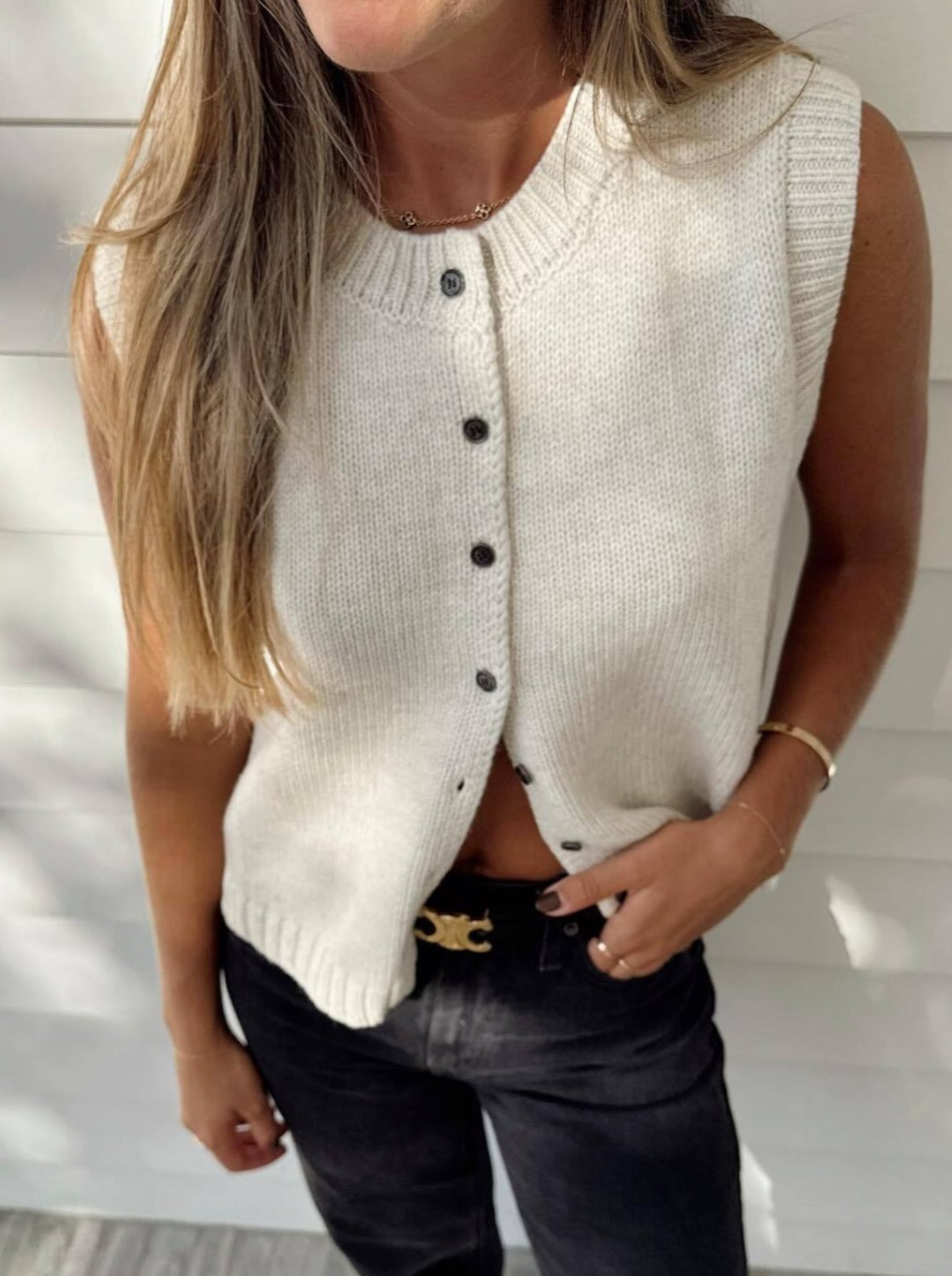 NTG Fad TOP Casual all-match single-breasted cardigan sweater vest