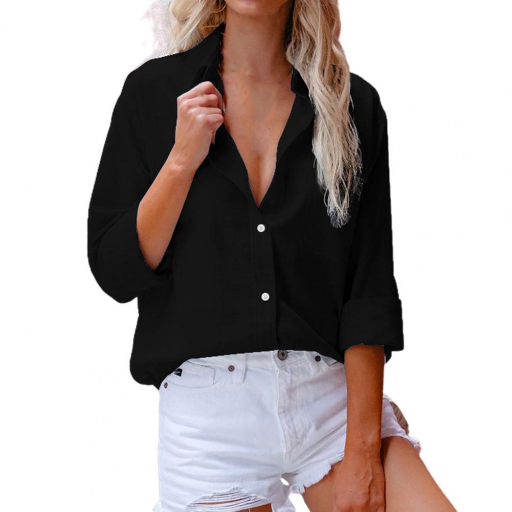 NTG Fad TOP Casual Loose Linen Button Shirt Lapel Top