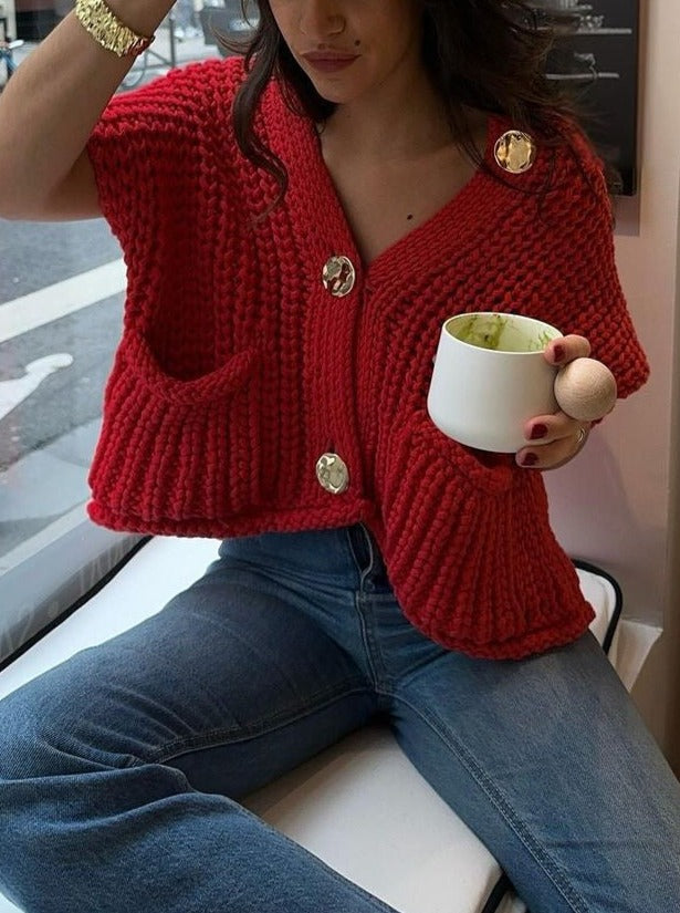 NTG Fad TOP Chunky Knit Vest Cardigan