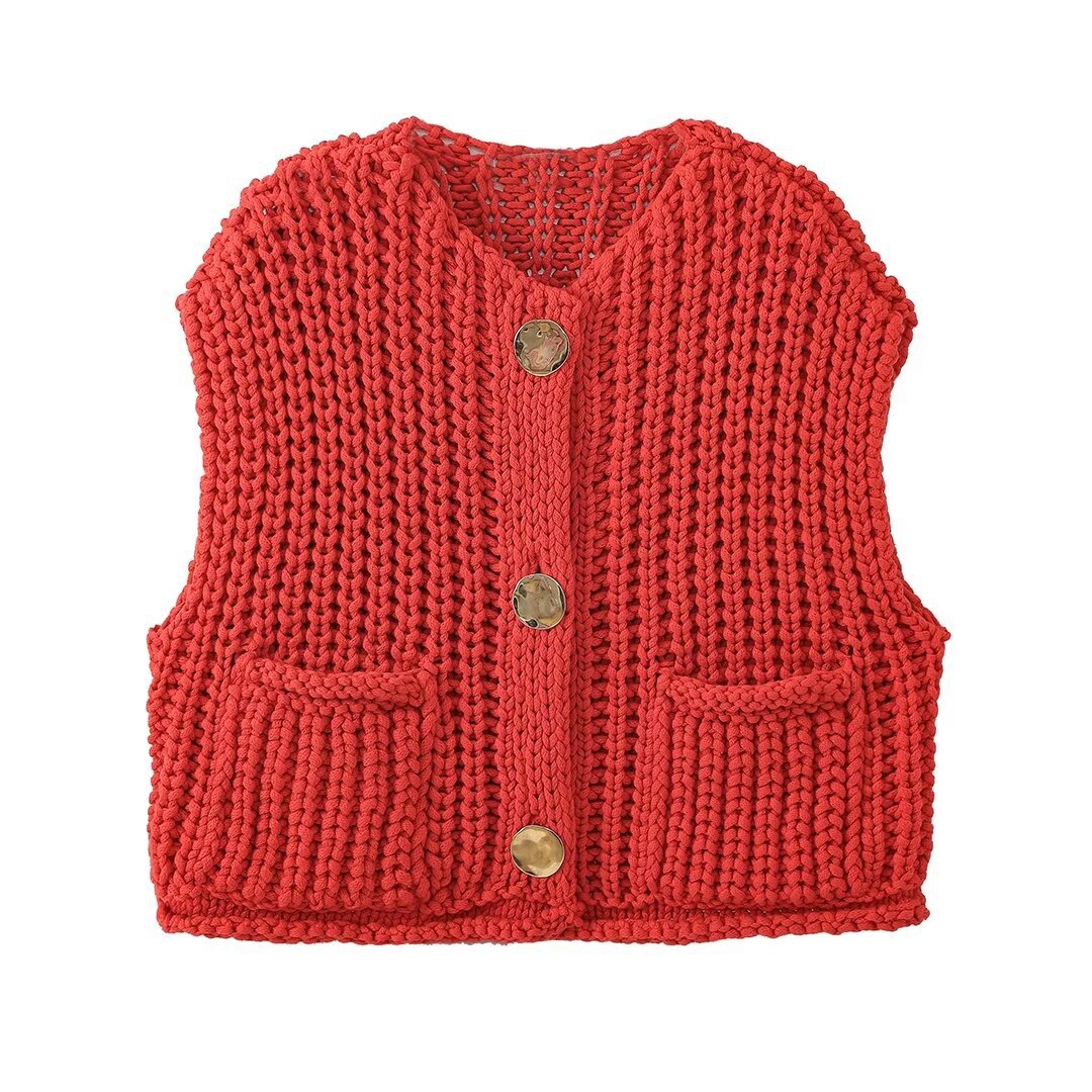 NTG Fad TOP Chunky Knit Vest Cardigan