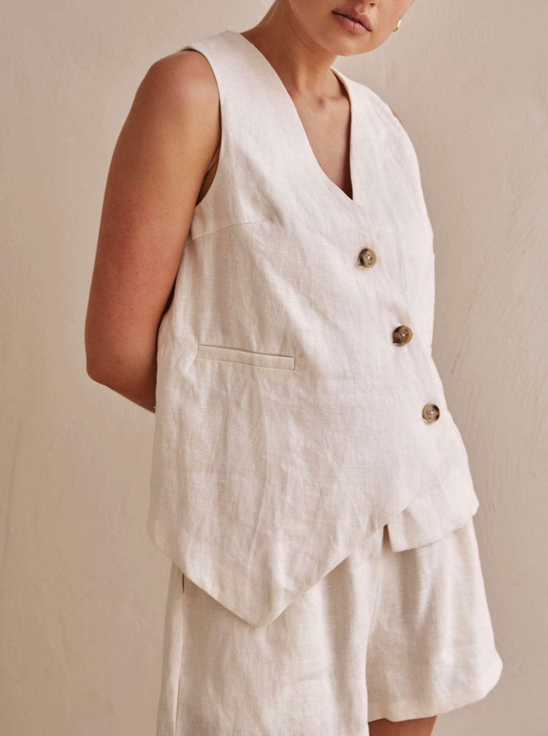 NTG Fad TOP Cotton and linen irregular suit vest-（Hand Made）