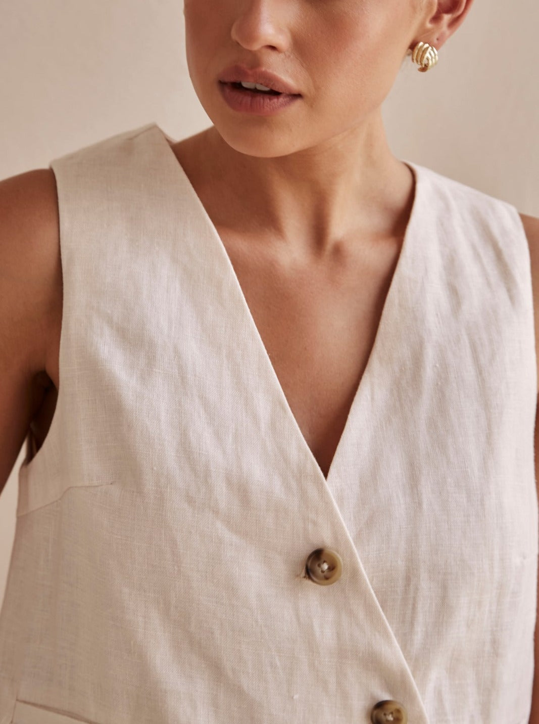 NTG Fad TOP Cotton and linen irregular suit vest-（Hand Made）