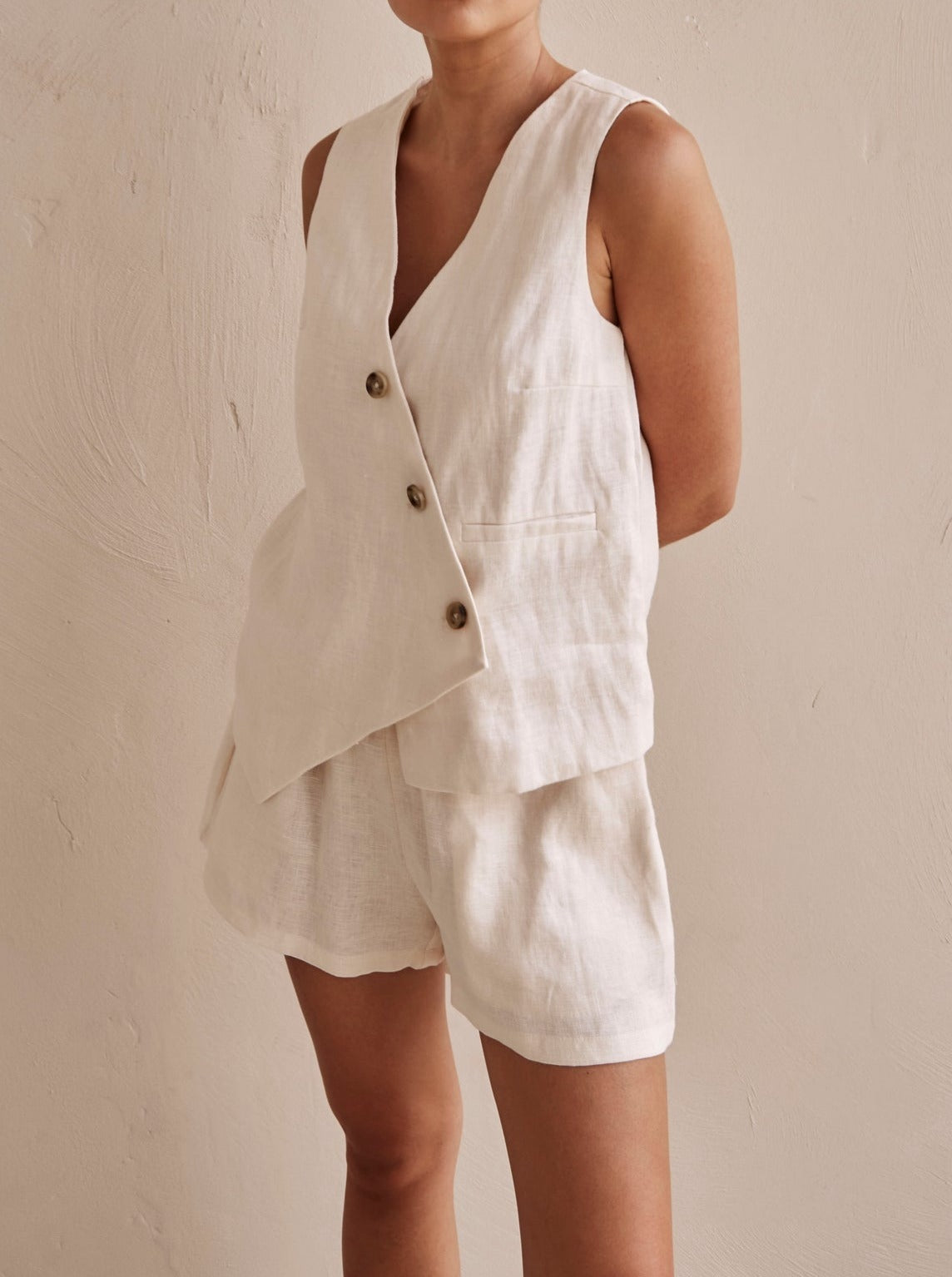 NTG Fad TOP Cotton and linen irregular suit vest-（Hand Made）