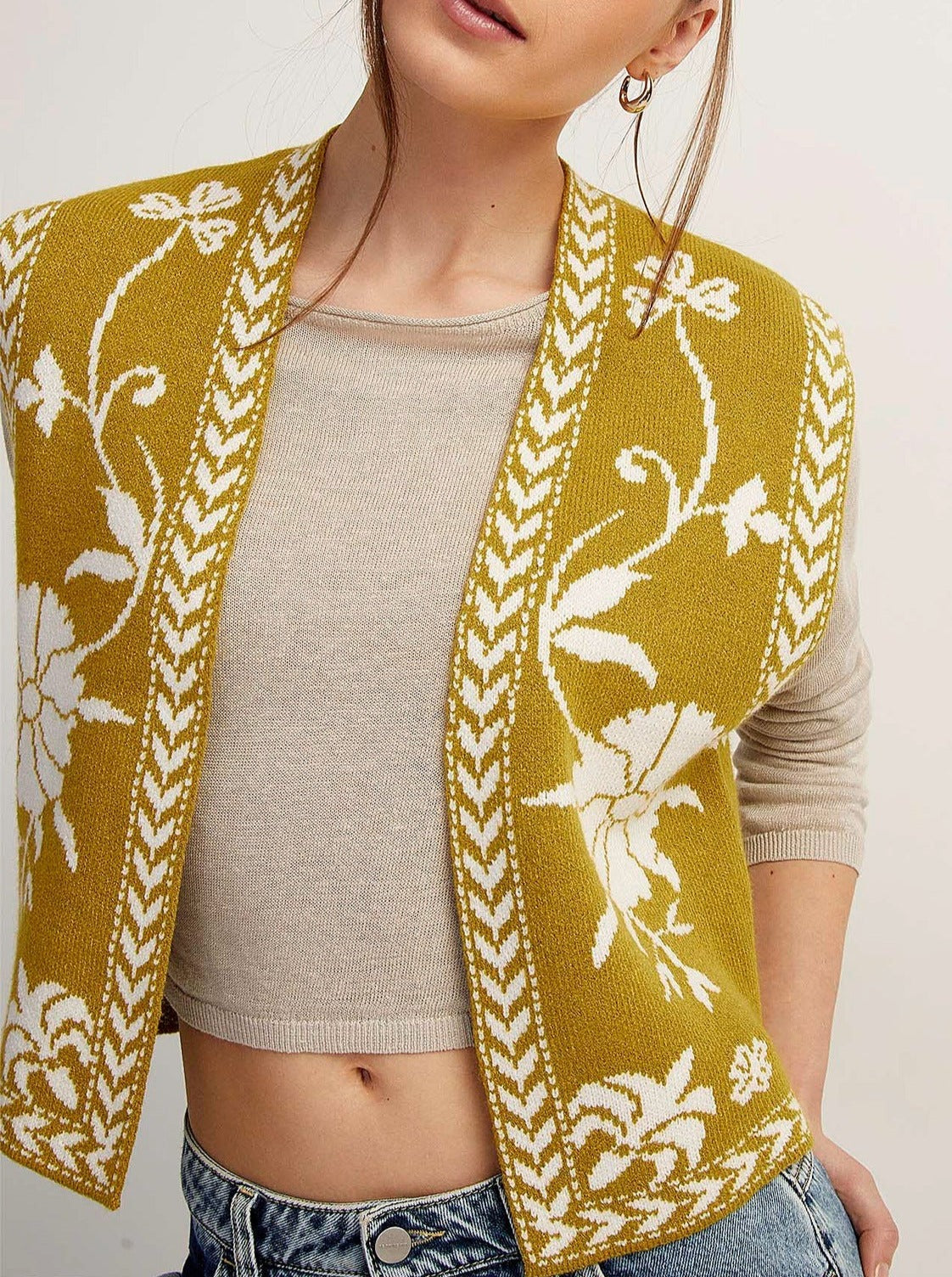 NTG Fad TOP Gold / S Sleeveless designer knitted vest top