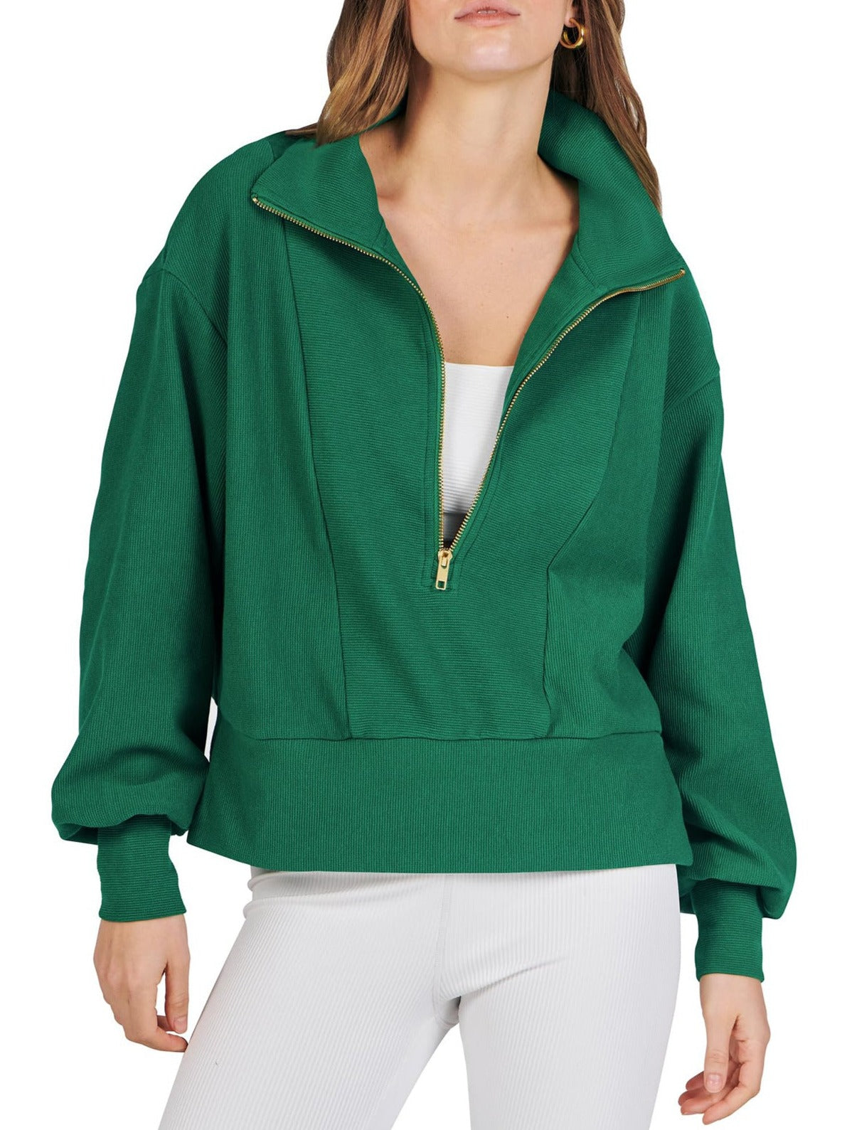 NTG Fad TOP green / S Half Zip Pullover Long Sleeve Sweatshirt