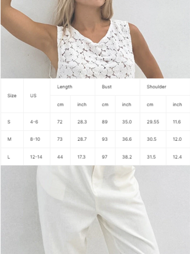 NTG Fad TOP Hollow Lace Short V-Neck Sleeveless Top