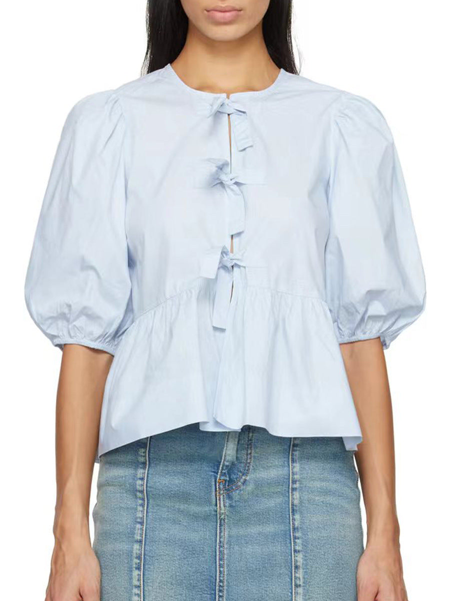 NTG Fad TOP Light blue / S Loose casual tie cardigan top