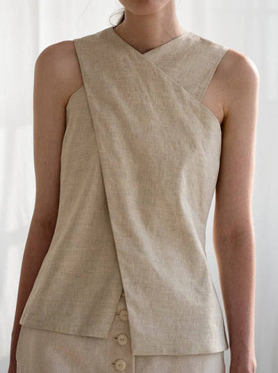 NTG Fad TOP Linen / S Irregular linen and cotton top-（Hand Made）