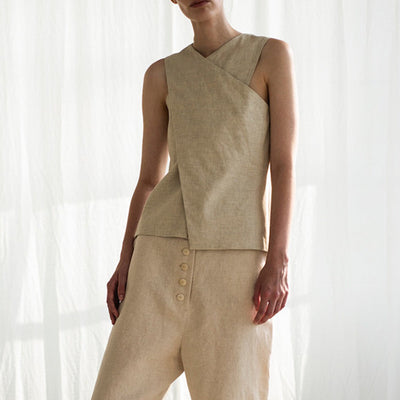 NTG Fad TOP Linen / S Irregular linen and cotton top-（Hand Made）