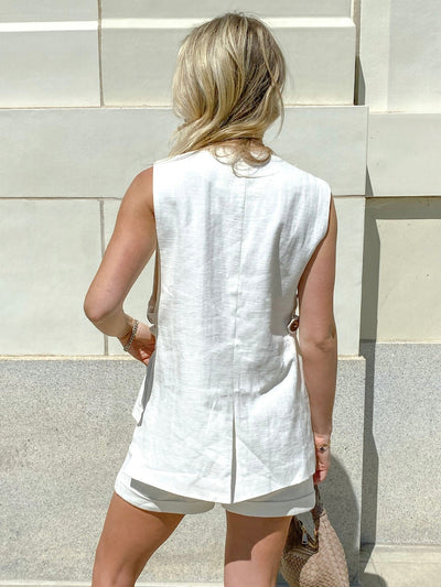 NTG Fad TOP Linen Vest in White-（Hand Made）