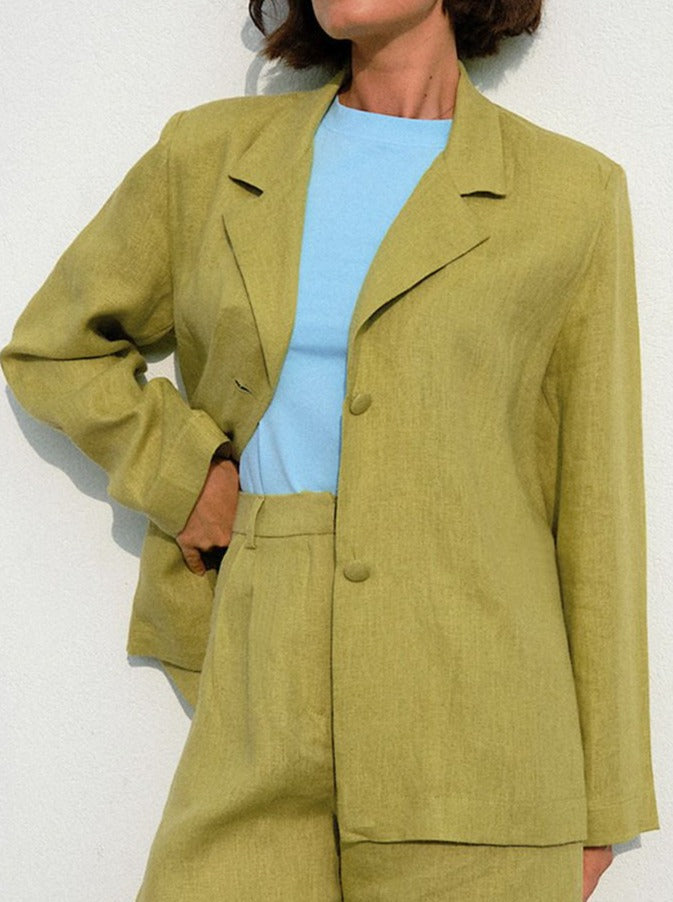 NTG Fad TOP Long-sleeved cotton and linen commuter suit jacket