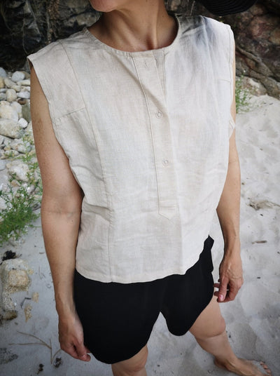 NTG Fad TOP Sleeveless patchwork pullover vest-(Hand Made）