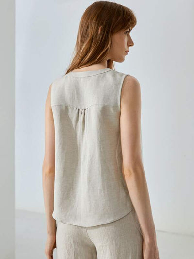 NTG Fad TOP Sleeveless pleated one-button top-（Hand MADE）