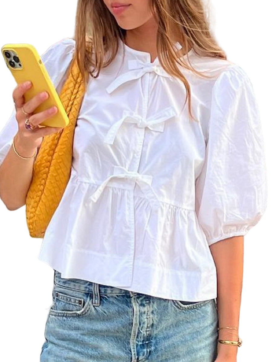 NTG Fad TOP White / S Loose casual tie cardigan top