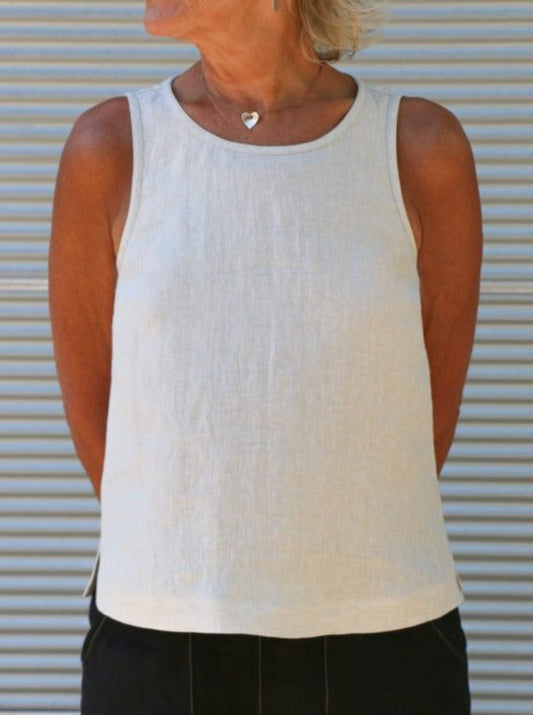 NTG Fad TOP White / S Round neck slit vest-(Hand Made）