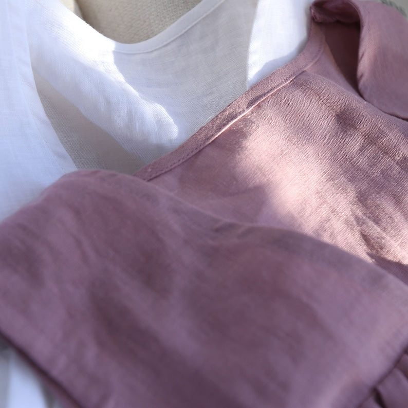 NTG Fad Tops Sleeveless Linen Women Blouse, Ruffled linen Top-（Hand Made）