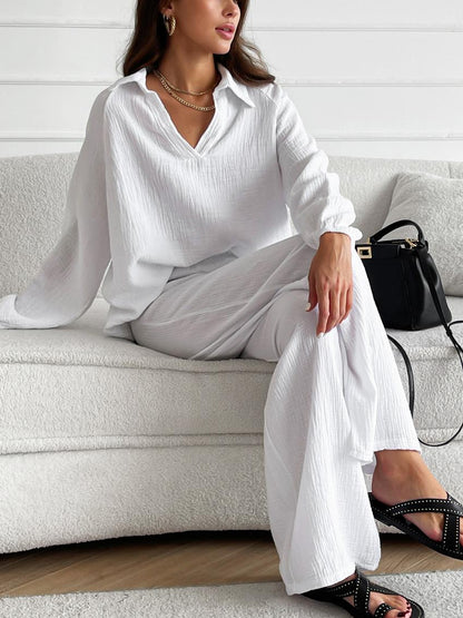 NTG Fad V-neck Casual Women's Home Wear Set