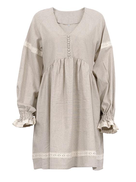 NTG Fad V-neck Lantern Sleeve Loose Dress