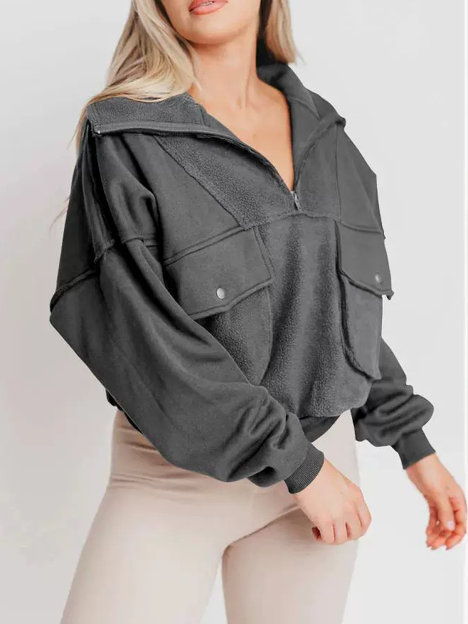 NTG Fad Waisted Polar Fleece Half-zip Sweatshirt