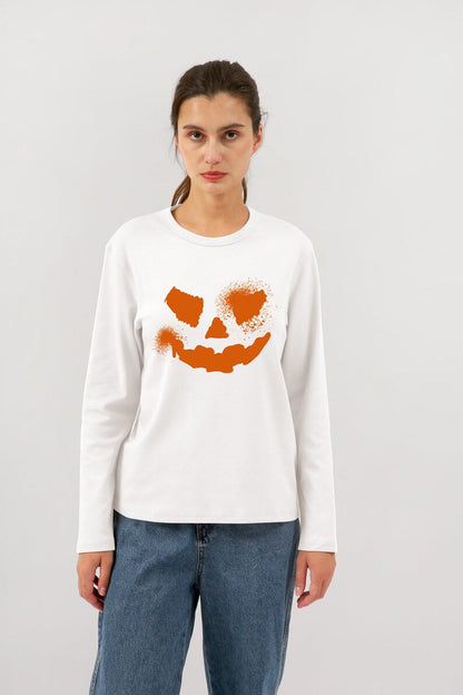 NTG Fad White- long sleeve / S US letter Western Halloween Sweatshirt for Women