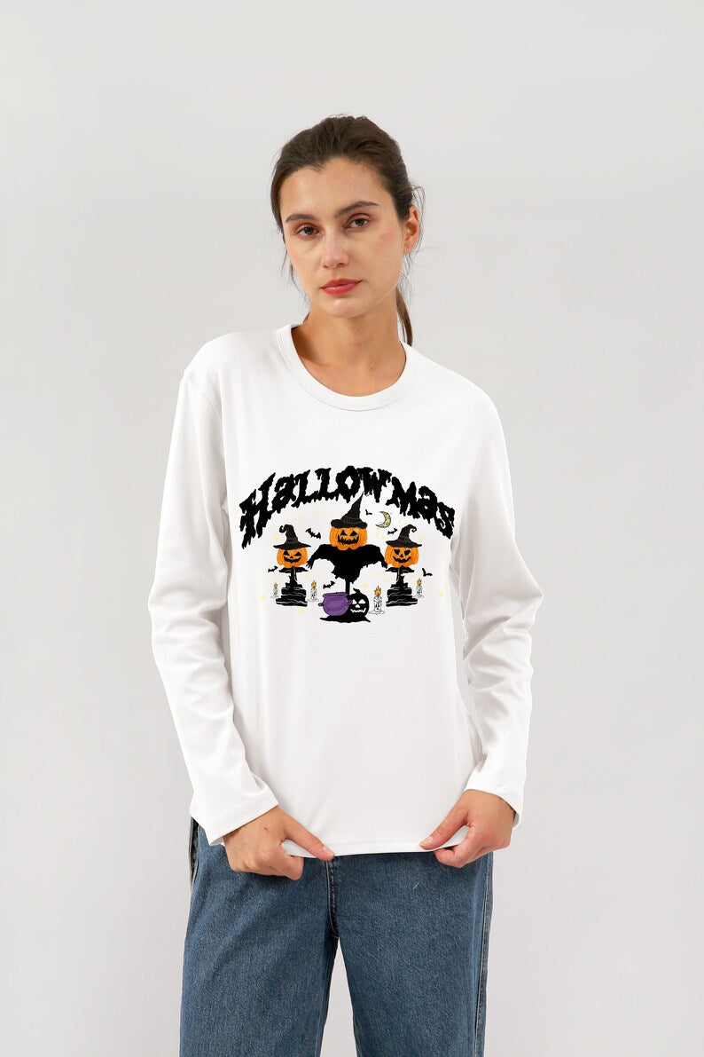 NTG Fad White- long sleeve / S US letter Western Halloween Sweatshirt for Women