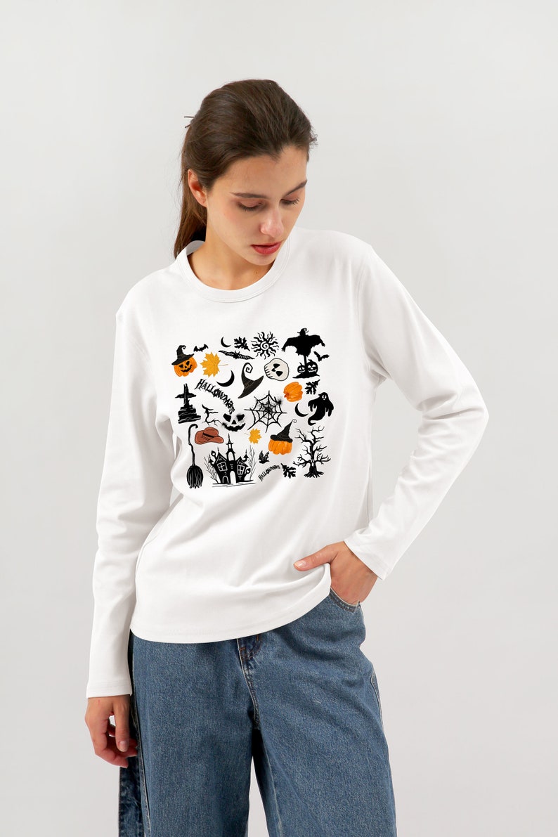 NTG Fad White- long sleeve / S Western Halloween Sweatshirt for Women