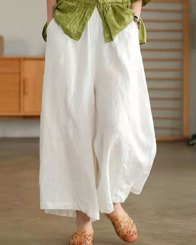 NTG Fad White / M Loose Casual Linen Pants
