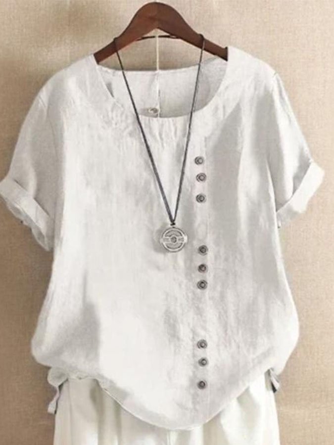 NTG Fad White / M Loose Simple Solid Color Top