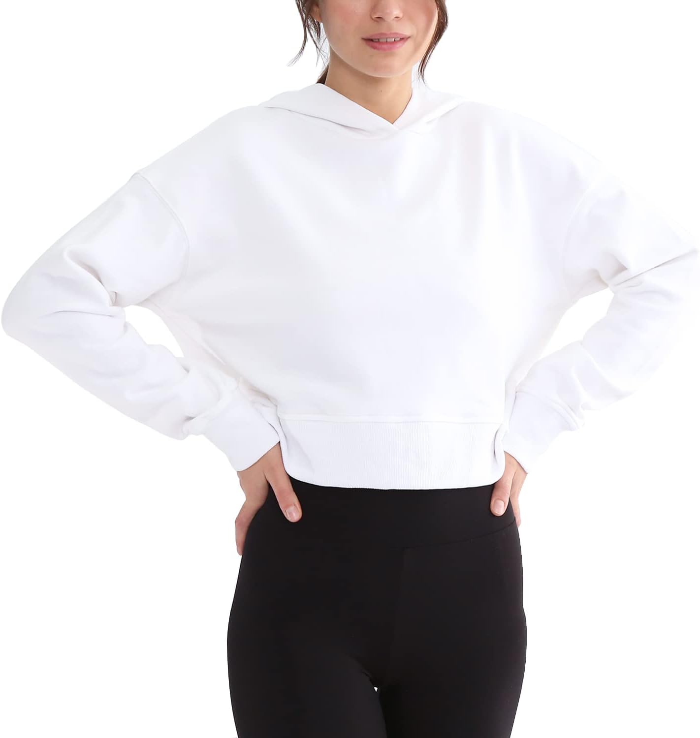 NTG Fad White / Medium Women’s Cropped Hoodie with Hood Casual Crop Top