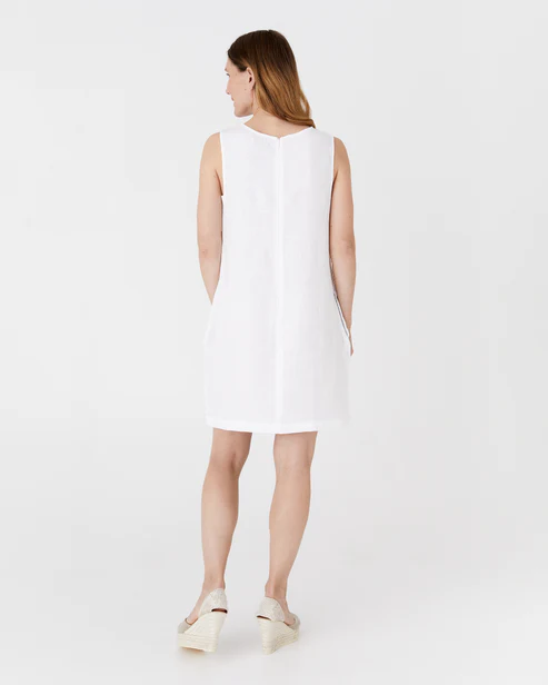 NTG Fad White Midi Linen Cotton Dress