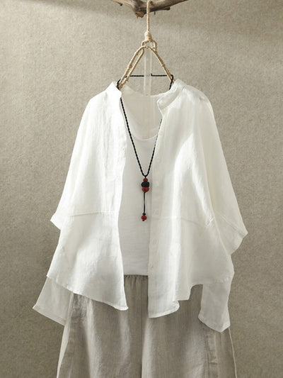 NTG Fad White / One-Size Women's Casual Loose Cotton And Linen Button Shirt