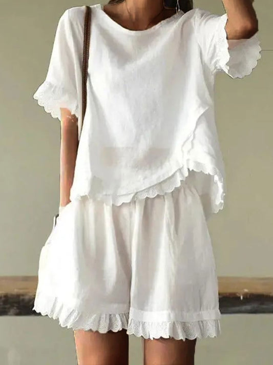 NTG Fad White / S Casual Irregular Lace Suit