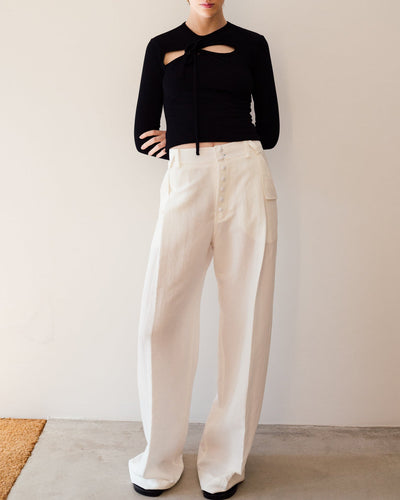 NTG Fad white / S cotton linen casual trousers