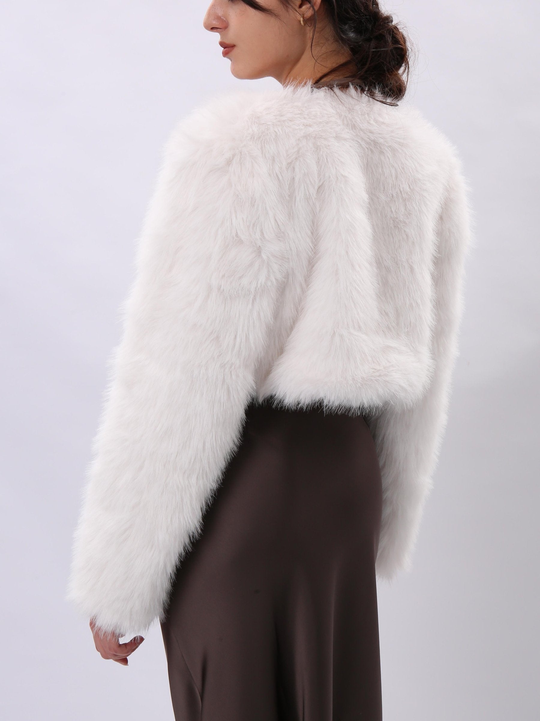 NTG Fad White / S Cropped Faux Fur Jacket