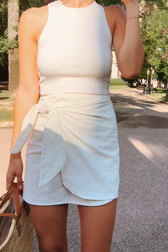 NTG Fad White / S Esme Tie Front Wrap Skirt